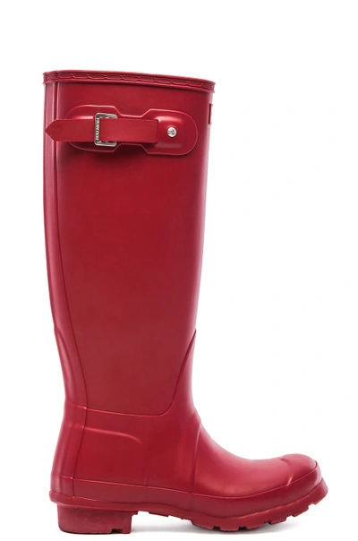 Hunter Original High Gloss Waterproof Boot In Red