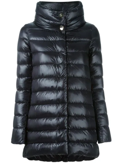 Herno Amelia Water-resistant Ultralight Nylon A-line Puffer Jacket In Black