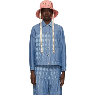 Loewe + Paula's Ibiza Leather-trimmed Printed Cotton-twill Bucket Hat In Pink
