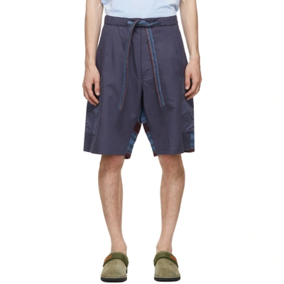 Loewe Paula's Ibiza Striped Linen And Cotton-blend Drawstring Shorts In Blue