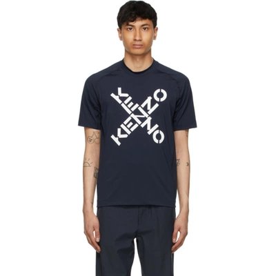 Kenzo Navy Slim-fit Sport Short Sleeve T-shirt In Midnight Blue