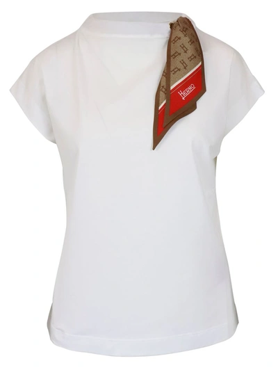 Herno T-shirt Con Foulard Bianco Donna In White