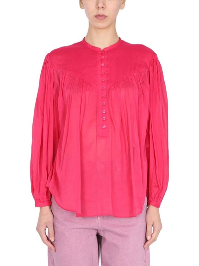 Isabel Marant Kiledia Cotton And Silk-blend Crepon Blouse In Fuchsia