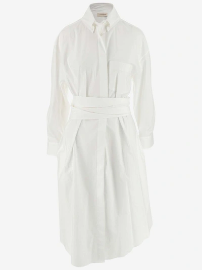 Alexandre Vauthier Tie Front Midi Shirt Dress In White