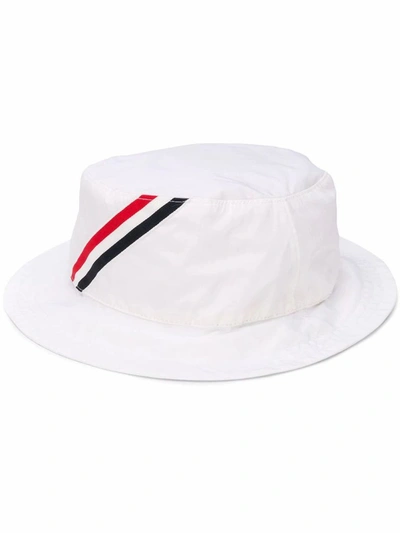 Thom Browne White Diagonal Stripe Bucket Hat
