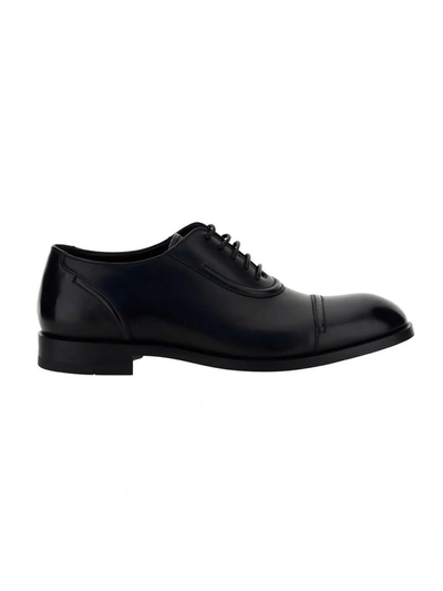 Ermenegildo Zegna Brushed Leather Oxford Shoes In Black