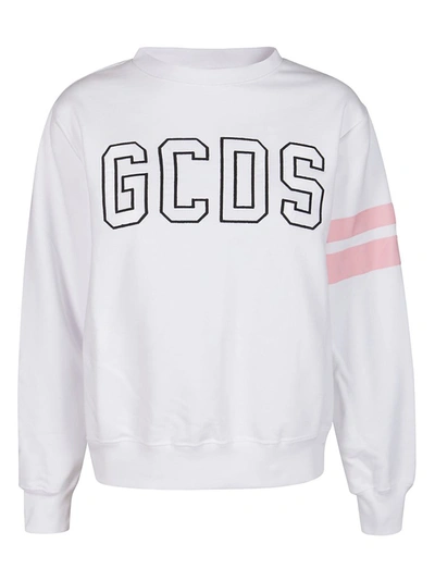 Gcds Logo Crew-neck Sweatshirt In White