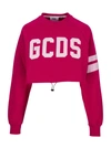 GCDS GCDS LOGO EMBROIDERED DRAWSTRING CROPPED SWEATERSHIRT