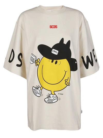 Gcds Graphic-print Cotton T-shirt In Neutrals