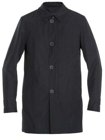Herno Collared Parka Coat In Blue