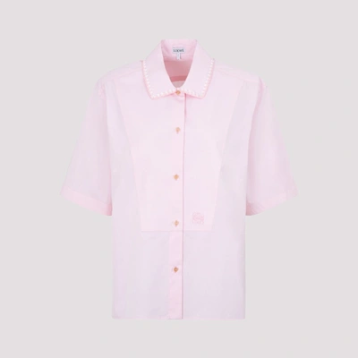 Loewe Logo Embroidered Bib Detail Shirt In Light Pink