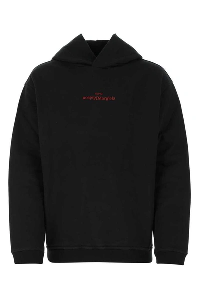 Maison Margiela Hoodie With Embroidered Reverse Logo In Black,red