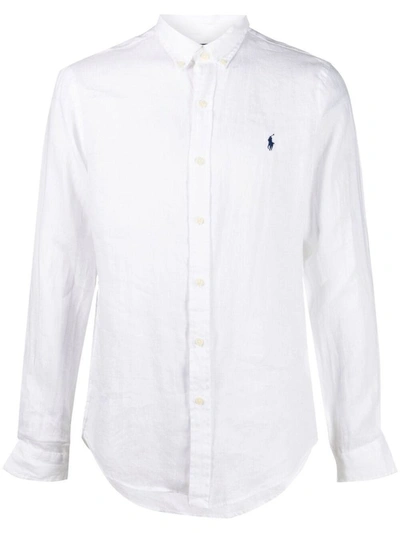Polo Ralph Lauren Logo Embroidered Poplin Shirt In White