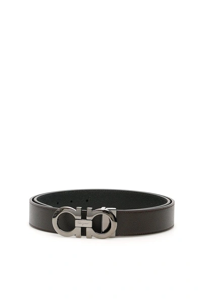 Ferragamo Salvatore  Gancini Reversible Buckle Belt In Brown