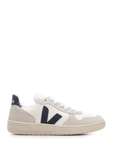 Veja V-10 Panelled B-mesh Trainers In White/nautico