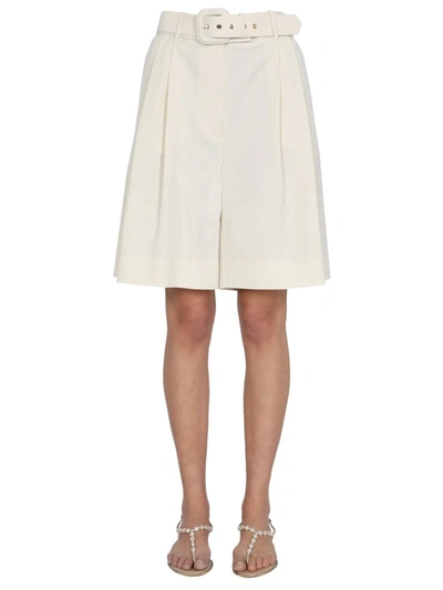 Zimmermann Botanica Wool-blend Bermuda Shorts In White