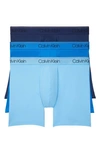 Calvin Klein 3-pack Low Rise Microfiber Stretch Boxer Briefs In Blue Assorted