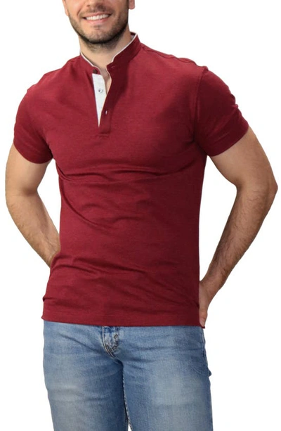 Lorenzo Uomo Band Collar Polo In Bordeaux