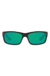 Costa Del Mar 62mm Waypoint Rectangluar Polaraized Sunglasses In Black Silver