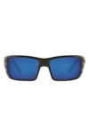 Costa Del Mar 63mm Oversize Polarized Rectangular Sunglasses In Black Grey
