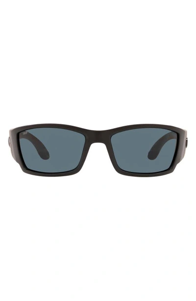 Costa Del Mar 61mm Polarized Rectangular Sunglasses In Black Grey