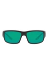 Costa Del Mar 59mm Wraparound Sunglasses In Solid Black