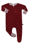 Peregrinewear Babies' Print Fitted One-piece Pajamas In Cranberry/wh Dots