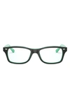 Ray Ban Kids' 48mm Rectangular Optical Glasses In Top Green