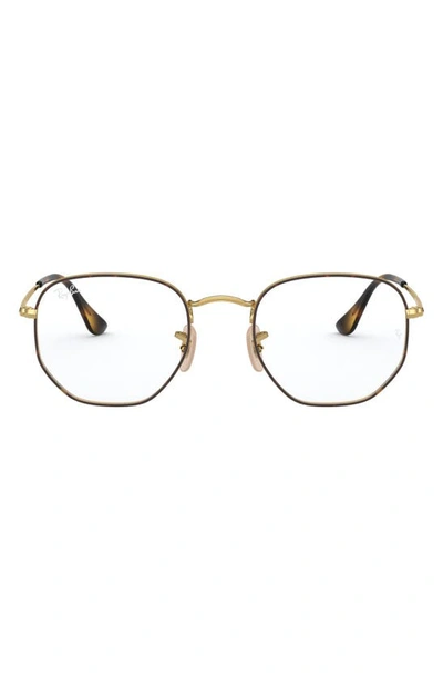 Ray Ban Unisex 48mm Hexagonal Optical Glasses In Top Havana