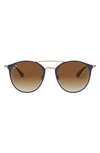 Ray Ban 52mm Round Sunglasses In Dark Blue