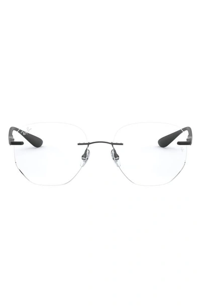 Ray Ban 51mm Rimless Optical Glasses In Matte Gumn