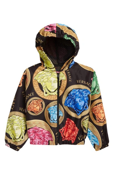 Versace Kid's Medusa Amplified Multicolor Jacket In Black Multi