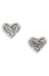 Kendra Scott Ari Heart Stud Earrings In Platinum Drusy