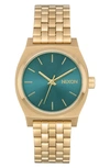 Nixon Time Teller Bracelet Watch, 31mm In Gold/ Turquoise/ Gold