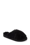 Michael Michael Kors Lala Faux Fur Slide Slipper In Black Faux Fur