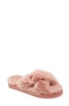 Michael Michael Kors Lala Faux Fur Slide Slipper In Sunset Rose Faux Fur