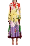 VALENTINO FLORAL PRINT LONG SLEEVE STRETCH SILK SHIRTDRESS,VB0VAVM86E5