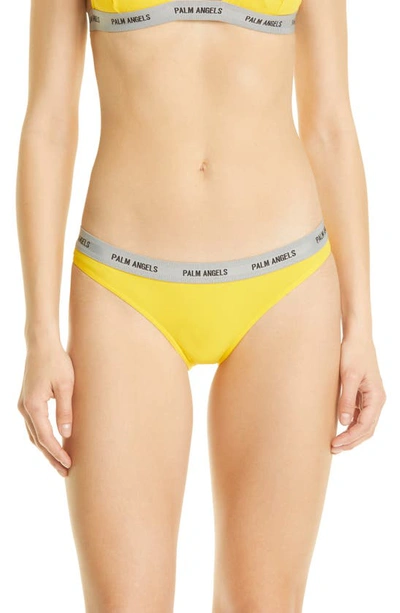 Palm Angels Logo Tape Bikini Bottom, Yellow