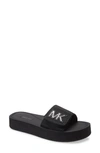 Michael Michael Kors Mk Logo-printed Chain-mesh Slides In Black