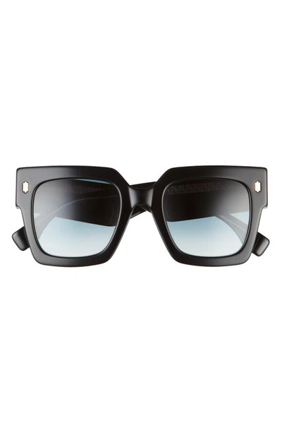 Fendi 52mm Gradient Rectangle Sunglasses In Black/ Grey Shaded