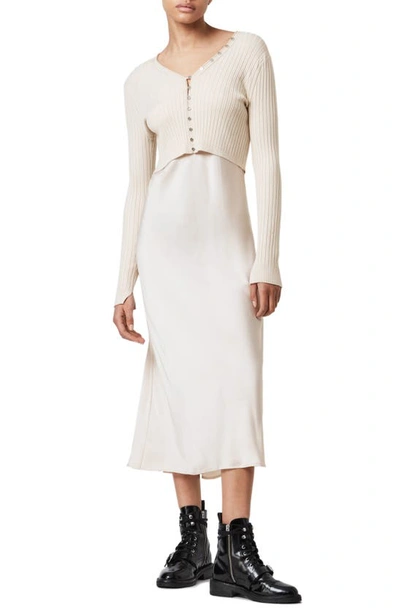 Allsaints Ondra Slipdress Cardigan In Soft Pink ModeSens