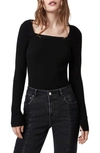 Allsaints Bardi Rib Square Neck Sweater In Black