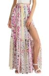 FRENCH CONNECTION EZEKE FLORAL STRIPE PLEATED MAXI SKIRT,73QNB