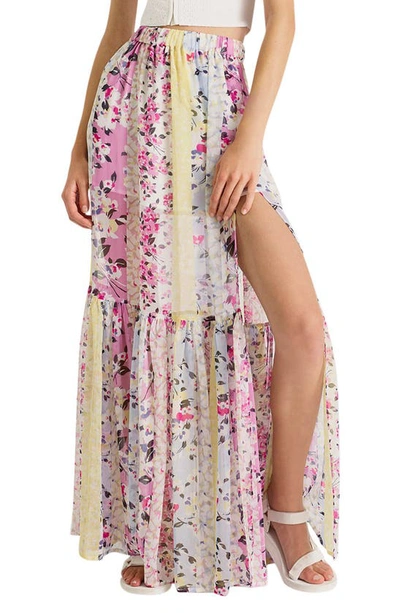French Connection Floral-print Ezeke Crinkled High-slit Maxi Skirt In Multi