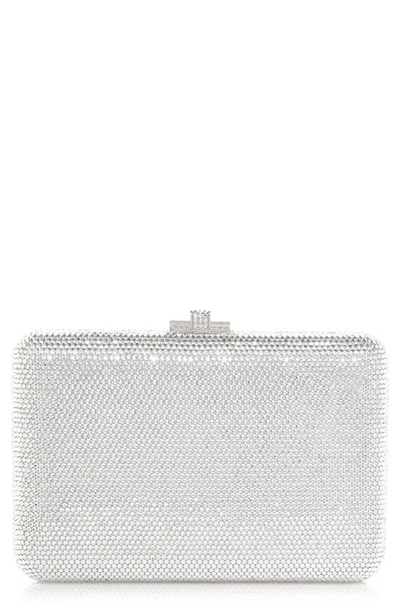 Judith Leiber Crystal Embellished Slim Frame Clutch In Silver Rhine