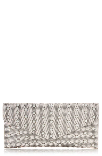 Judith Leiber Beaded Envelope Clutch In Silver Rhine Mix