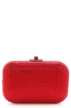 Judith Leiber Couture Crystal Embellished Slide Lock Clutch In Silver Light Siam