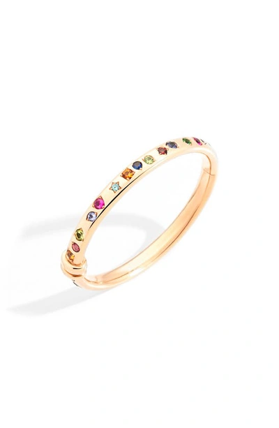 Pomellato 18k Rose Gold Nudo Multi Gemstone Bangle Bracelet In Rose Gold