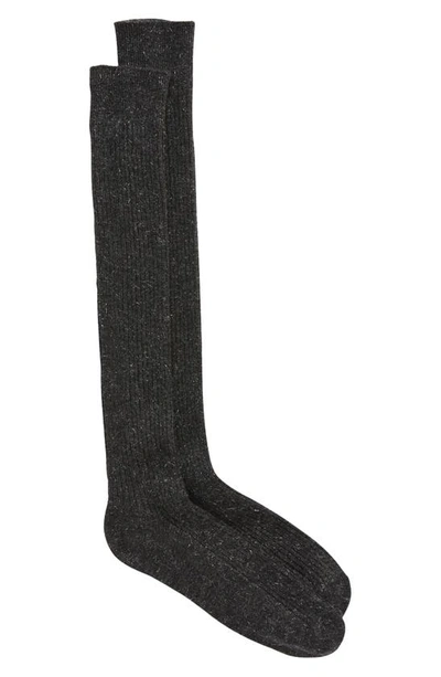 Brunello Cucinelli Metallic Cashmere Blend Socks In Carbone