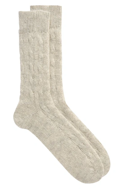 Brunello Cucinelli Metallic Mohair Blend Cable Socks In Ghiaia Laminato